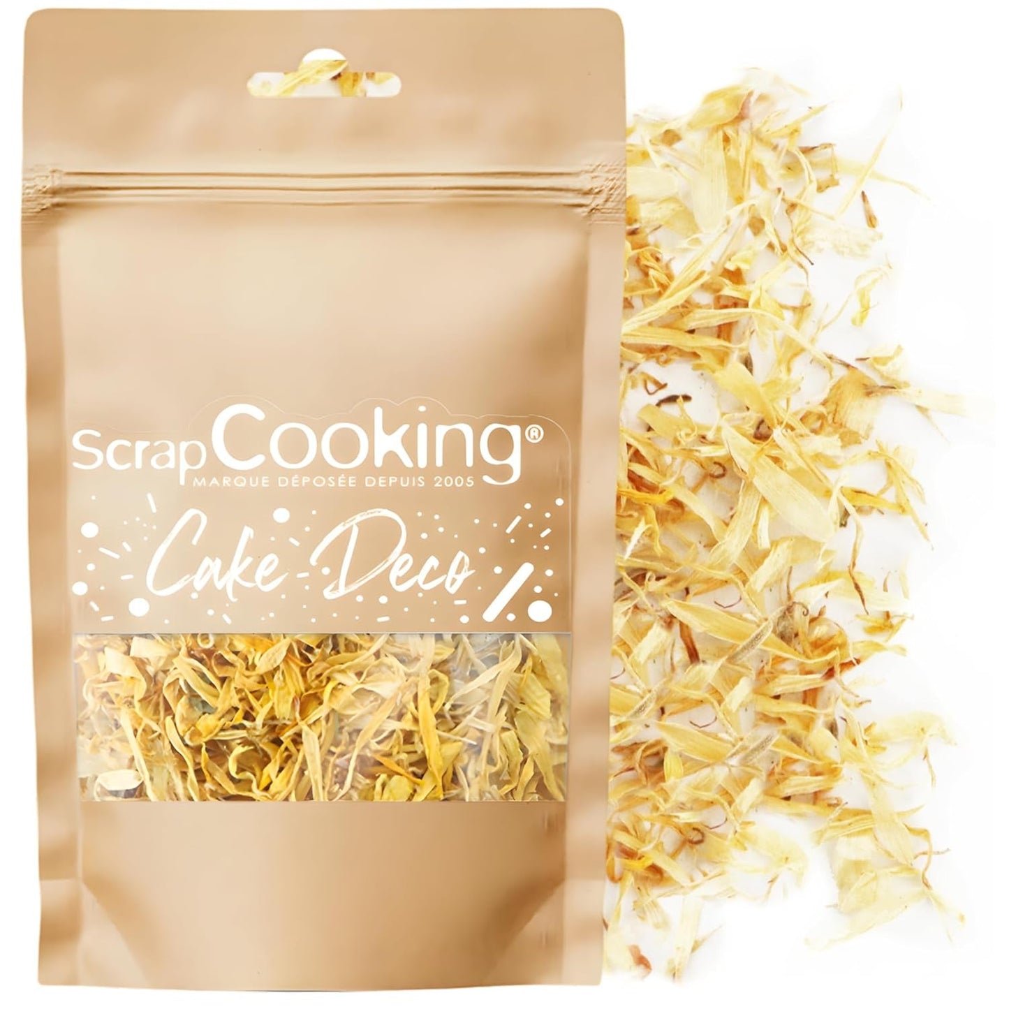 ScrapCooking - Torkade ringblommor 3,5 g - Ätliga blommor - Matdekorationer för bakning - För efterrätter, kakor, tårtor, muffins - Jul, vår, födelsedag - Gyllene gul - 7471
