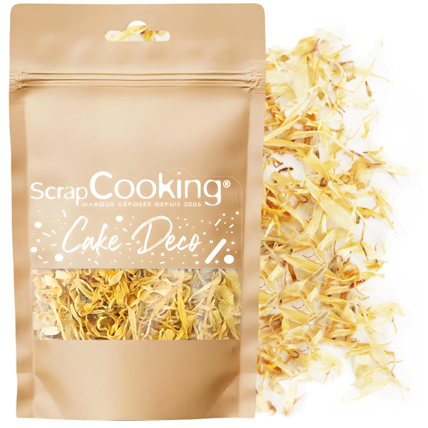 ScrapCooking - Torkade ringblommor 3,5 g - Ätliga blommor - Matdekorationer för bakning - För efterrätter, kakor, tårtor, muffins - Jul, vår, födelsedag - Gyllene gul - 7471