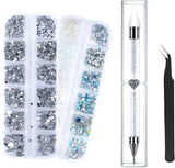 ANGNYA 4000 Stück Strasssteine Nägel Nail Art Strasssteine Dekorationen Nagelsteine Für Nail Art Zubehör Und Klare Kristall Strasssteine Handwerk Mit Pick up Pinzette Und Strass Picker Dotting Pen...