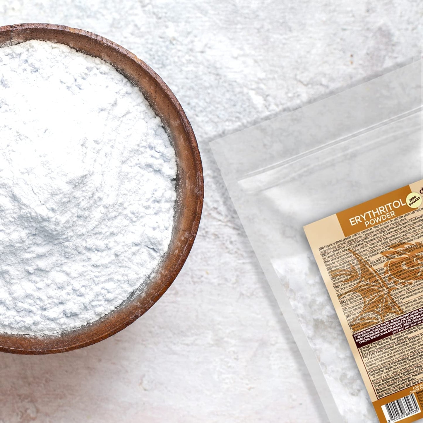 Bio Erythrit - Pulver, 100 % Bio, Vegan, Null Kalorien-1 kg sötningsmedel Naty Shop