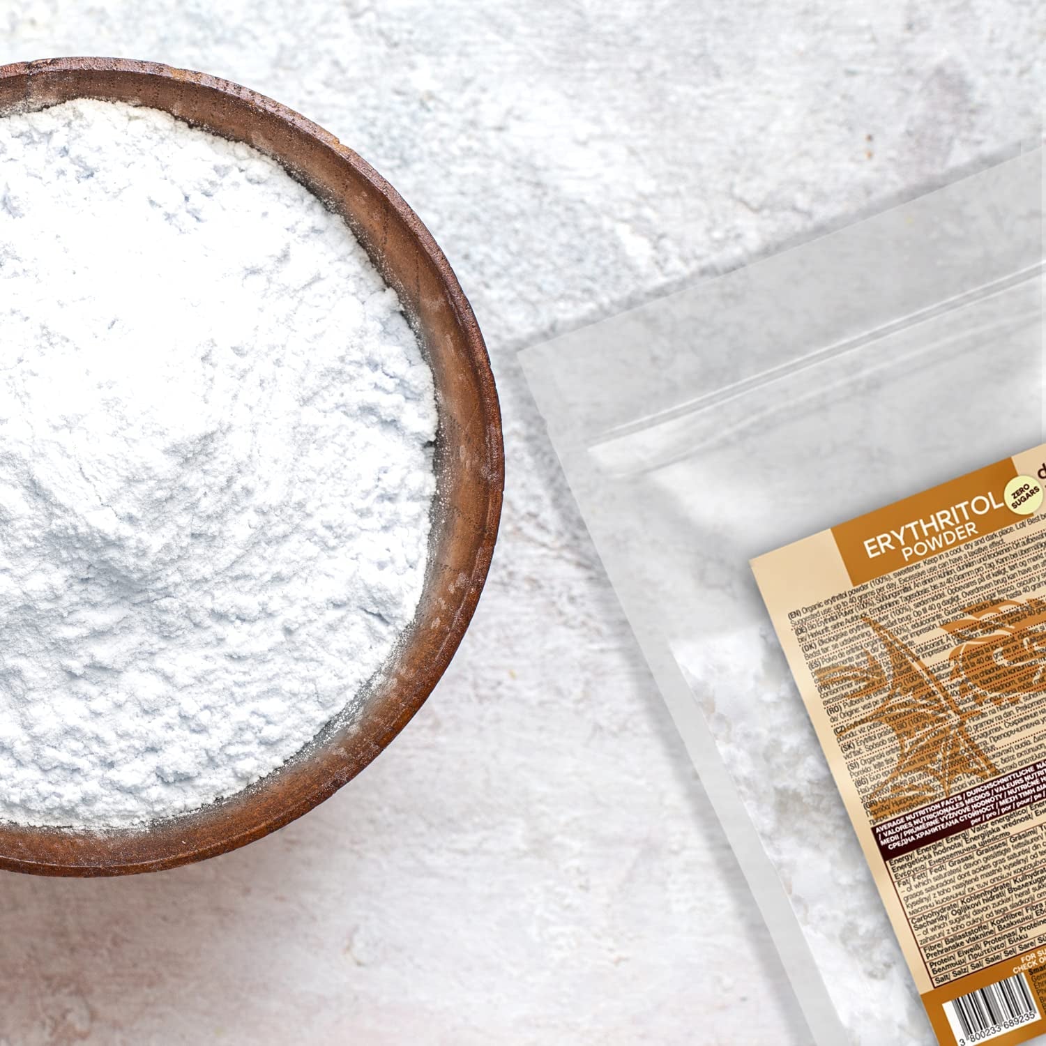 Bio Erythrit - Pulver, 100 % Bio, Vegan, Null Kalorien-1 kg sötningsmedel Naty Shop