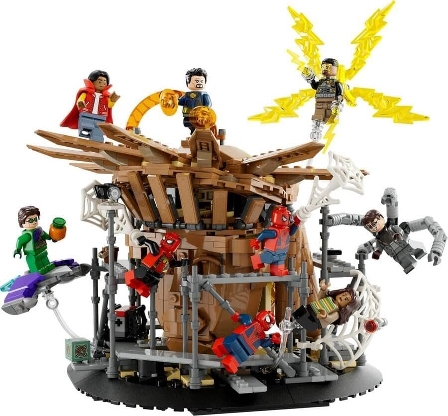 LEGO 76261 Marvel Spider-Man's Big Showdown, Spider-Man: No Way Home set med 3 minifigurer Peter Parker plus Green Goblin, Electro, Sandman, Ned, Doctor Strange och MJ, samlarmodell Byggset Besuche den LEGO-Store