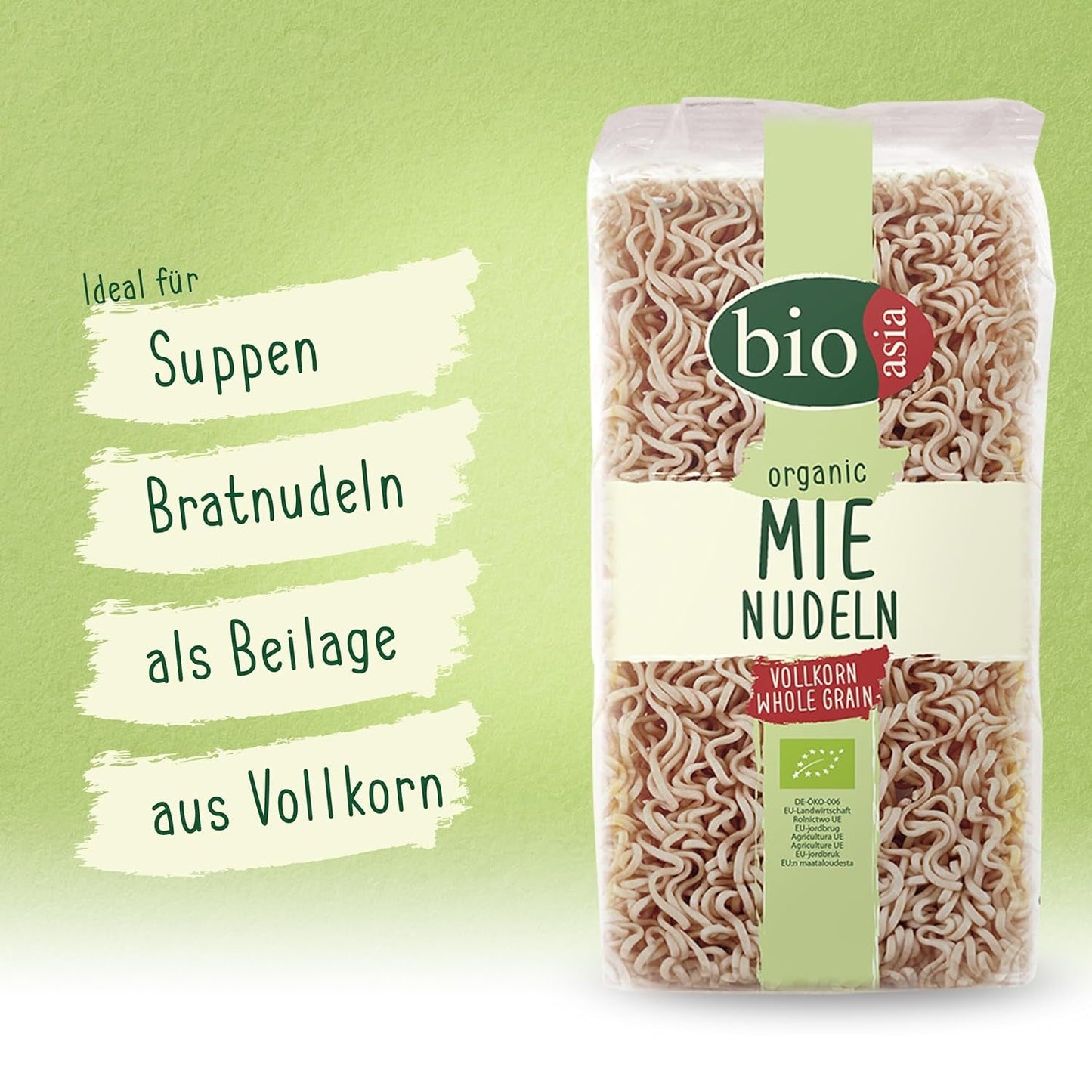 BIOASIA Bio Mie Nudlar, gjorda av fullkorn, snabba och enkla att tillaga (1 x 250 g)