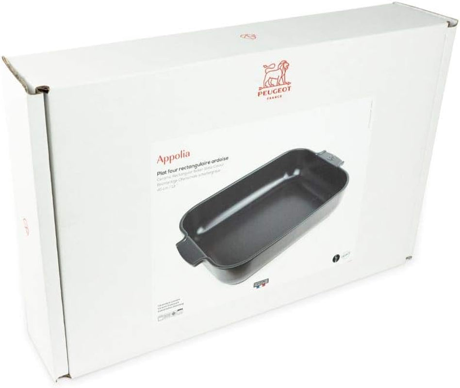 Peugeot Appolia Rechteckige Auflaufform Mit Griffen, Keramik, Schiefer / Grau, 8,3X40,5X27,2 Cm, Fassungsvermögen: Ca. 4 L, 60022 Formar och plåtar för bakning Naty Shop