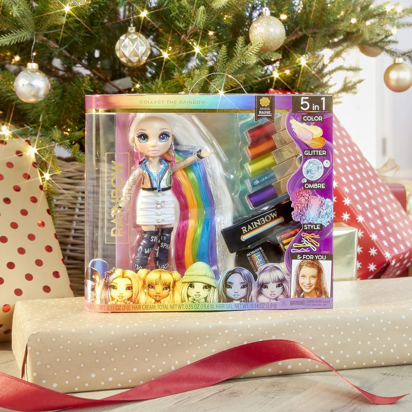 Rainbow High Hair Studio - Exklusivt Amaya Raine Doll Lekset med långt hår för styling - Inkluderar tvättbar hårkrita, hårborste, tillbehör - Present för barn från 6 år och uppåt