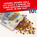 FRECHE FREUNDE KIDS, Bobs & DIKKAs Crunchy Banana Cacao Müsli, Crunchy Chocolate Müsli för barn, Lågt socker, Inga tillsatser, 100 % vegansk, 6 bitar (6 x 280 g)