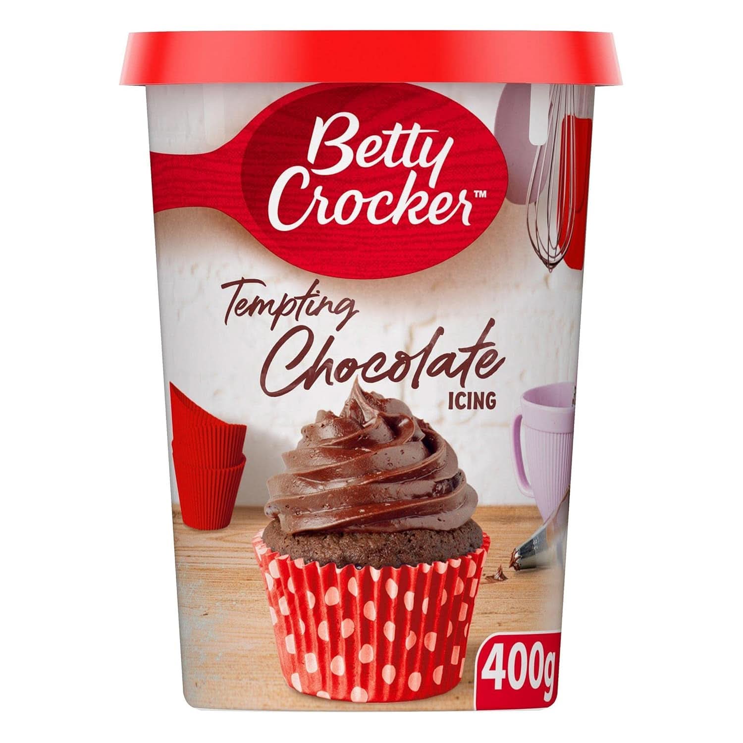 Betty Crocker, frestande choklad, chokladglasyr för tårtor, 400 grams glasyrer och dekoration Naty Shop