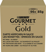 Våt kattmat Gourmet Guld Tender bitar i sås, blandad blandning, förpackning om 96 (96 x 85 g)