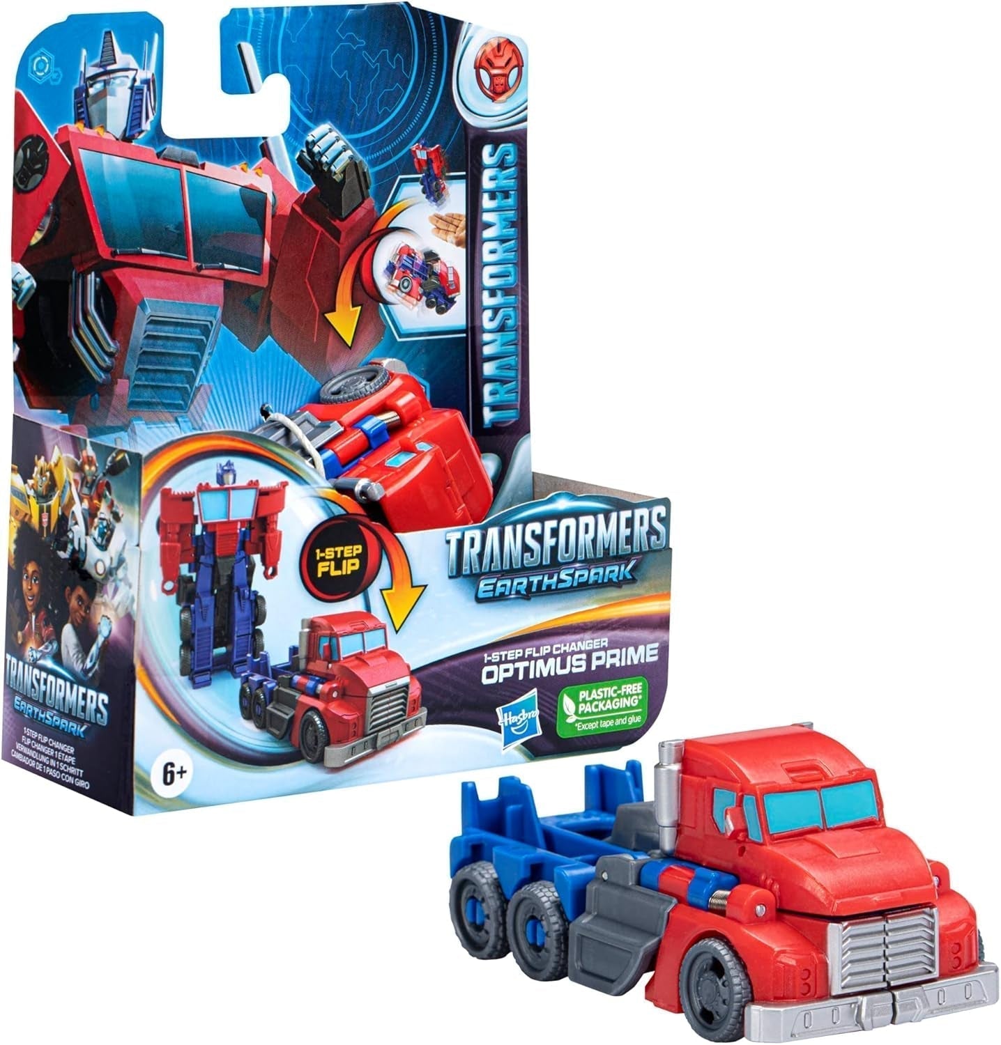 Transformers Earthspark 1-stegs flip-växlare Optimus Prime Actionfigur (10cm) Robotleksak Ålder 6+ Actionfigurer Naty Shop Standardtitel