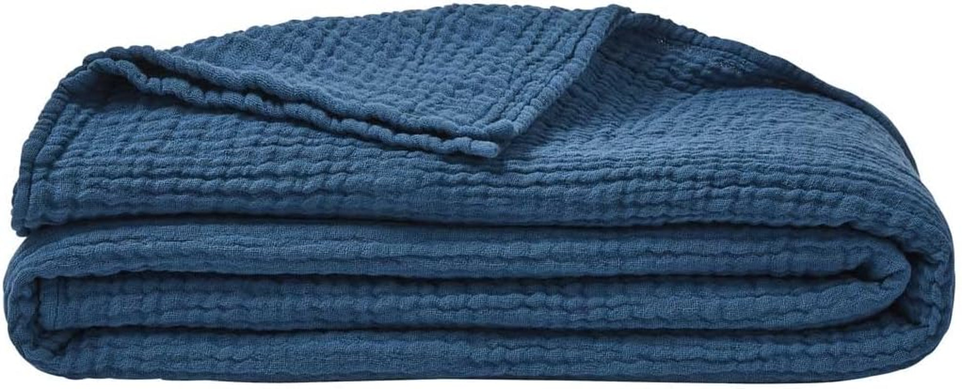 ESSIX Pläd, Enfärgad, Tillverkad av bomullsväv, Jazzig, 130 X 170 Cm Täcken och täcken Naty Shop Blue - Bensin