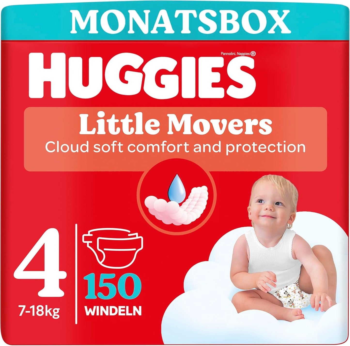 Huggies Babyblöjor Little Movers, Disney Design, storlek 4, 150 Count (3 x 50), månadslåda