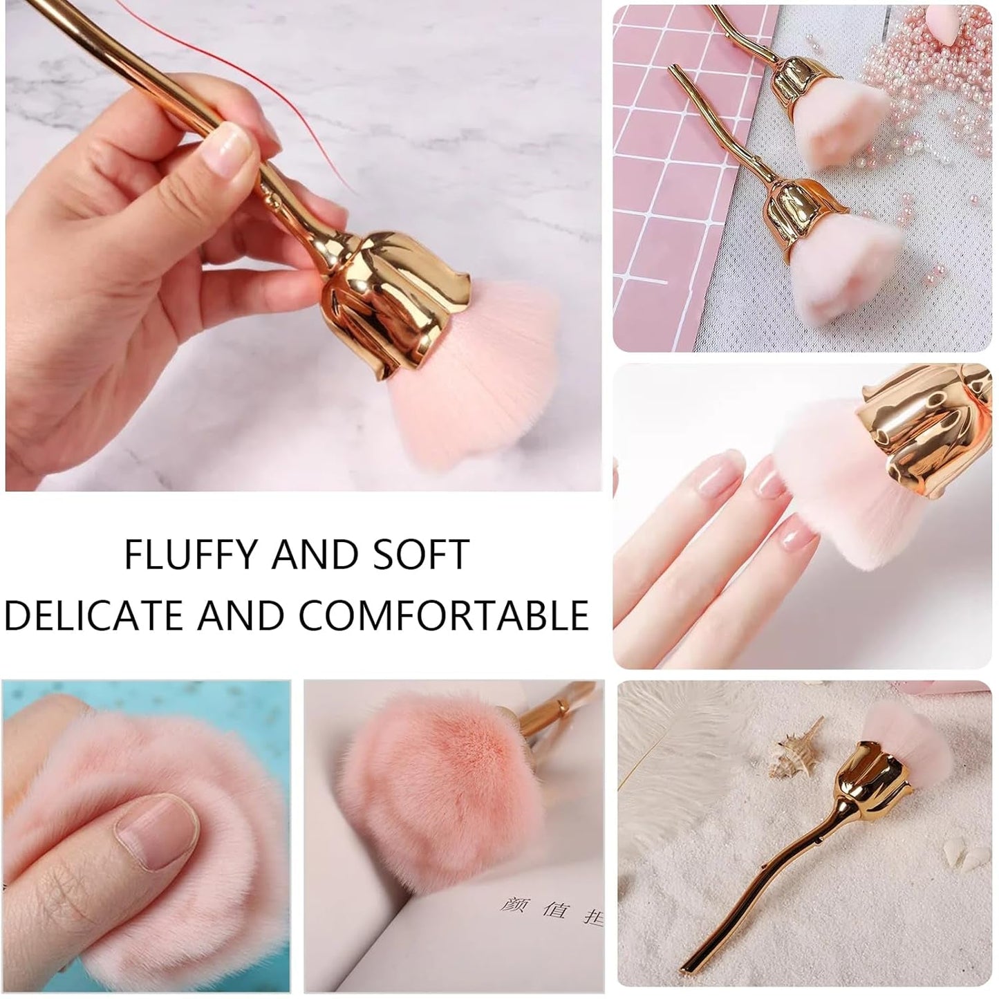 Nagelkonst Staubpinsel für Maniküre Rose Kopfbürste, Nagel Kunst Staub Entferner Brush, Make-Up-Brushes Weich, Nagel Werkzeuge