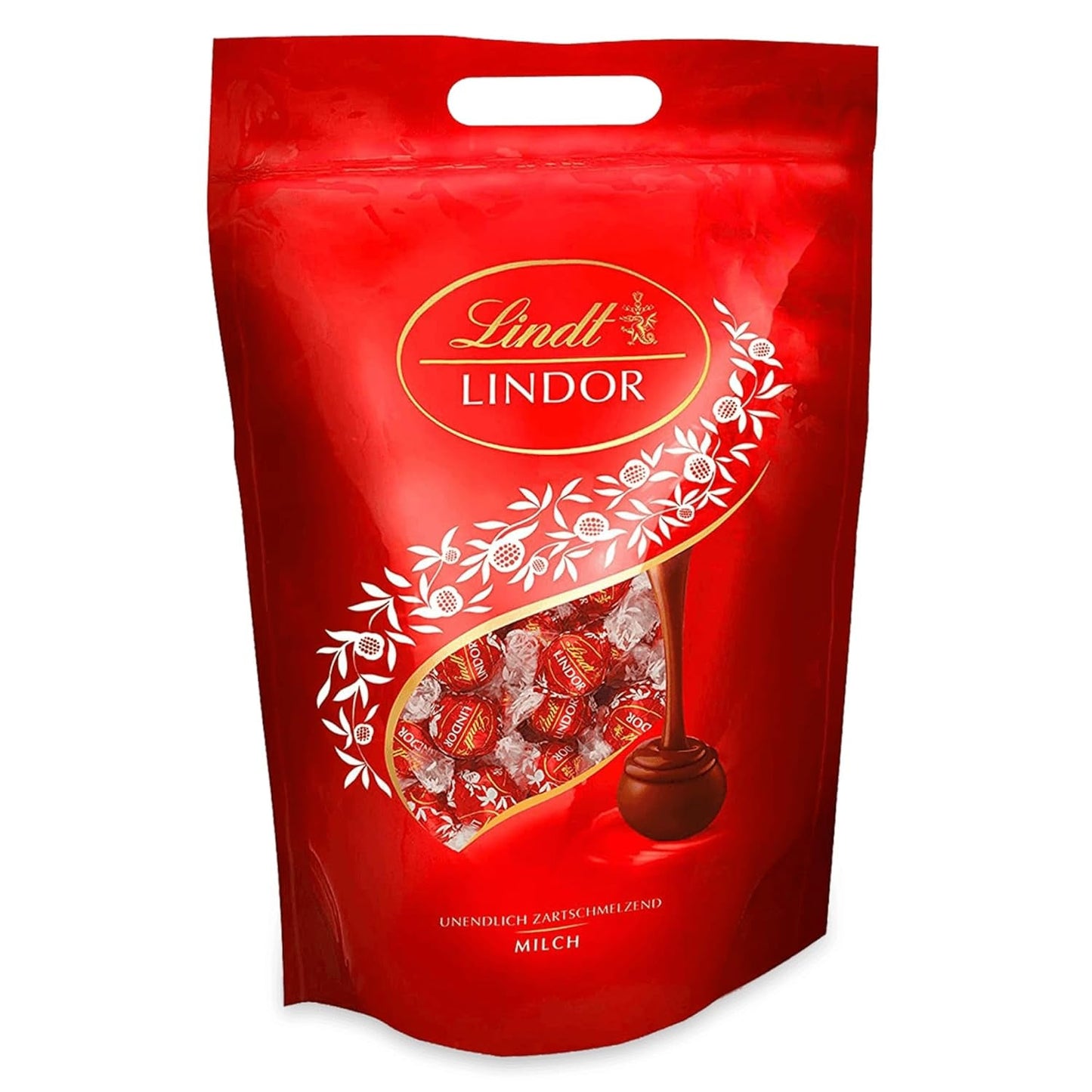Lindt LINDOR Choklad med pistage | 1 kg återförslutningsbar påse | ca. 80 Mjölkchokladbollar med Smält-i-munnen pistagegräddefyllning | Bulkpaket, pralinpresent