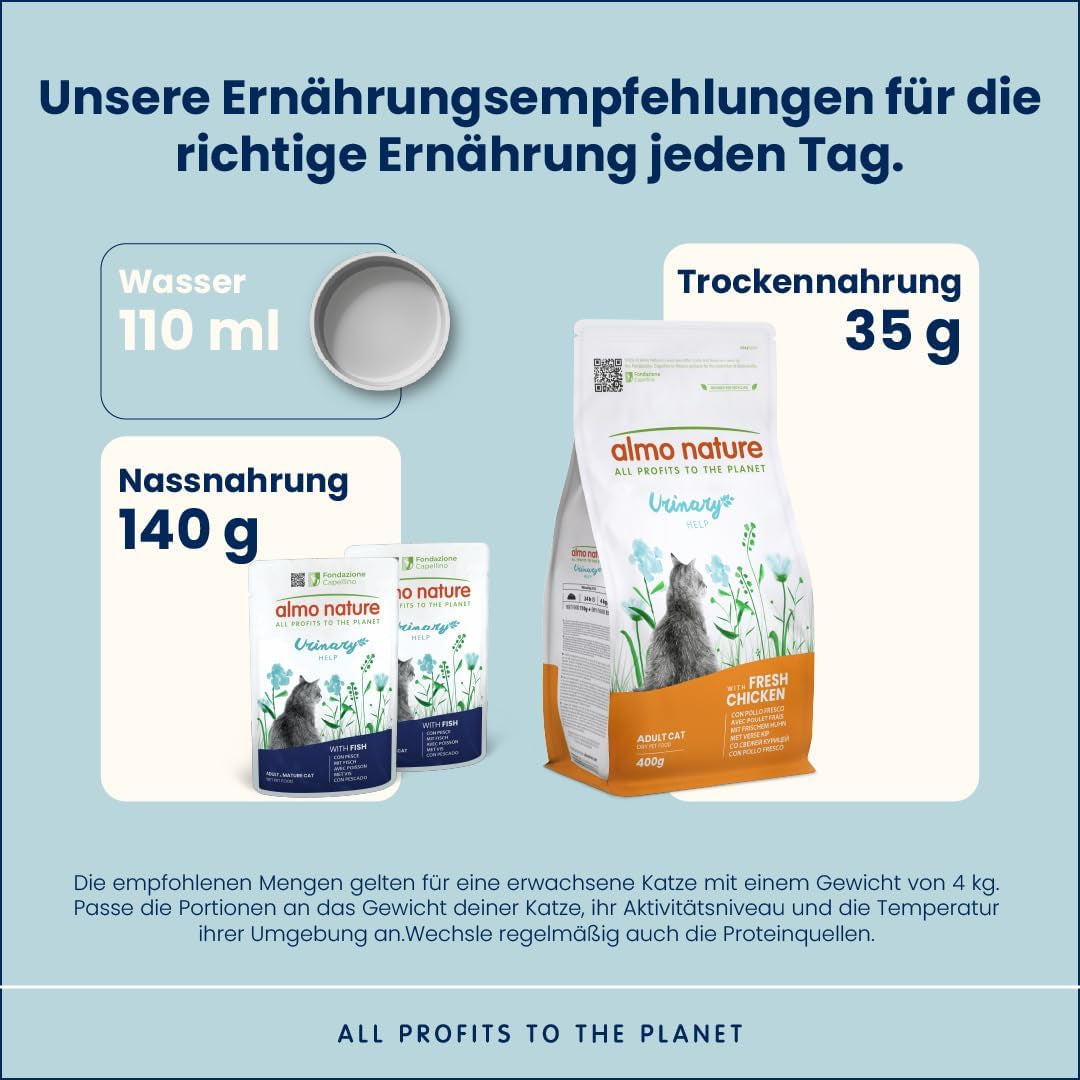 Almo Nature Functional Urinary Help - Nassfutter für ausgewachsene Katzen mit Fisch - Unterstützung für die Gesundheit der Harnwege - 30 påsar à 70g