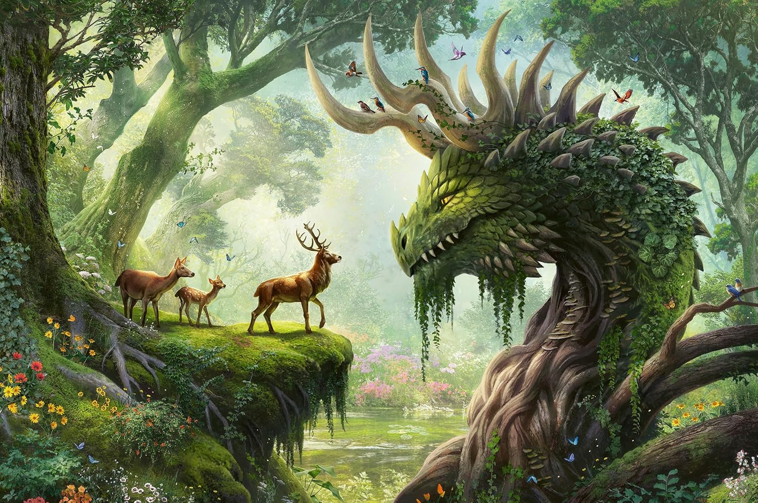 Ravensburger Puzzle 12000808 - Skogsdraken vaknar - 3000 bitars pussel för vuxna 14+ Pussel Naty Shop Standardtitel