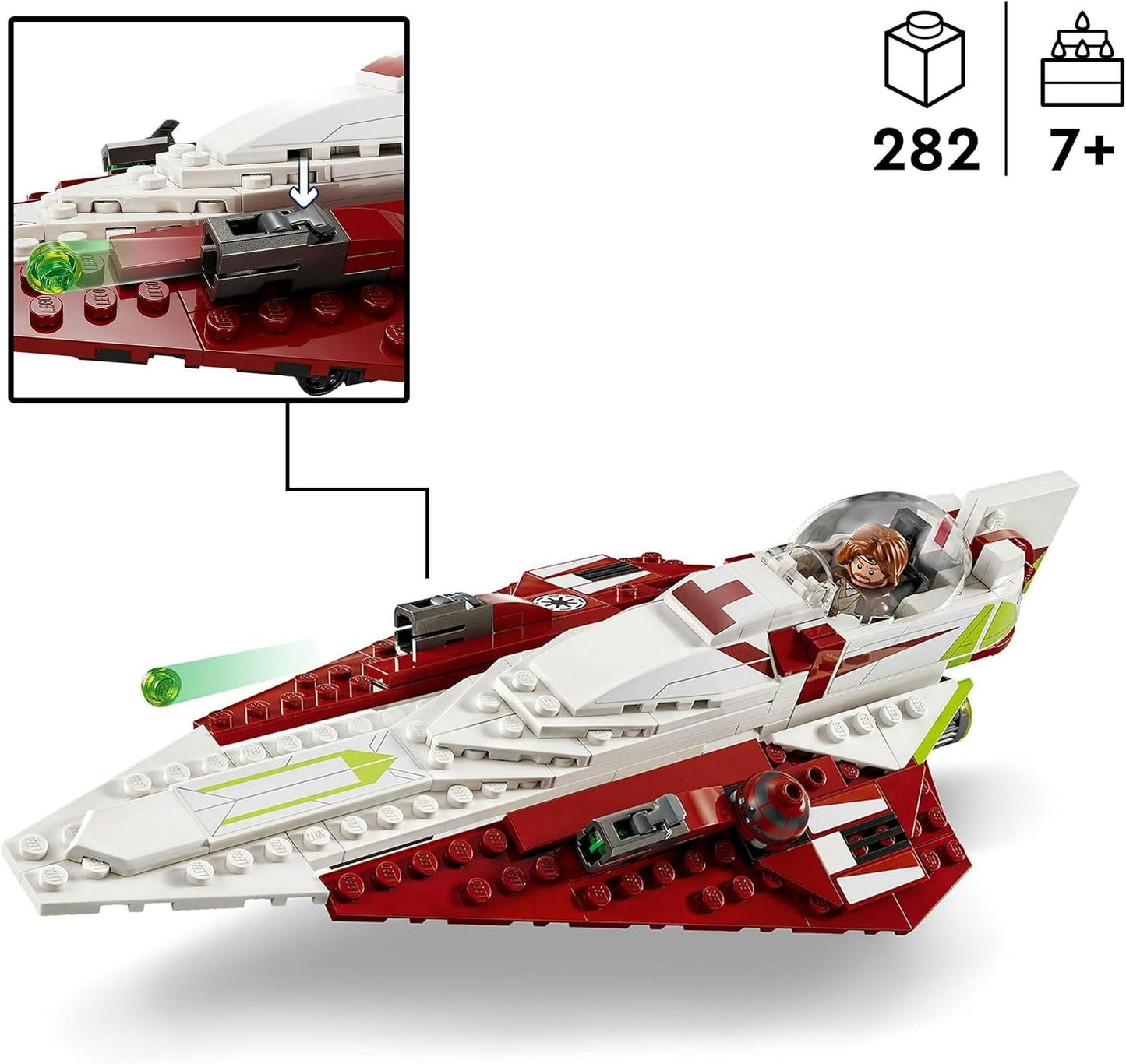 LEGO Star Wars Jedi Starfighter Obi-Wan Kenobi, byggbar leksak med Taun We, Droidfigur och ljussabel, Attack of the Clones Set 75333 Byggset Besuche den LEGO-Store