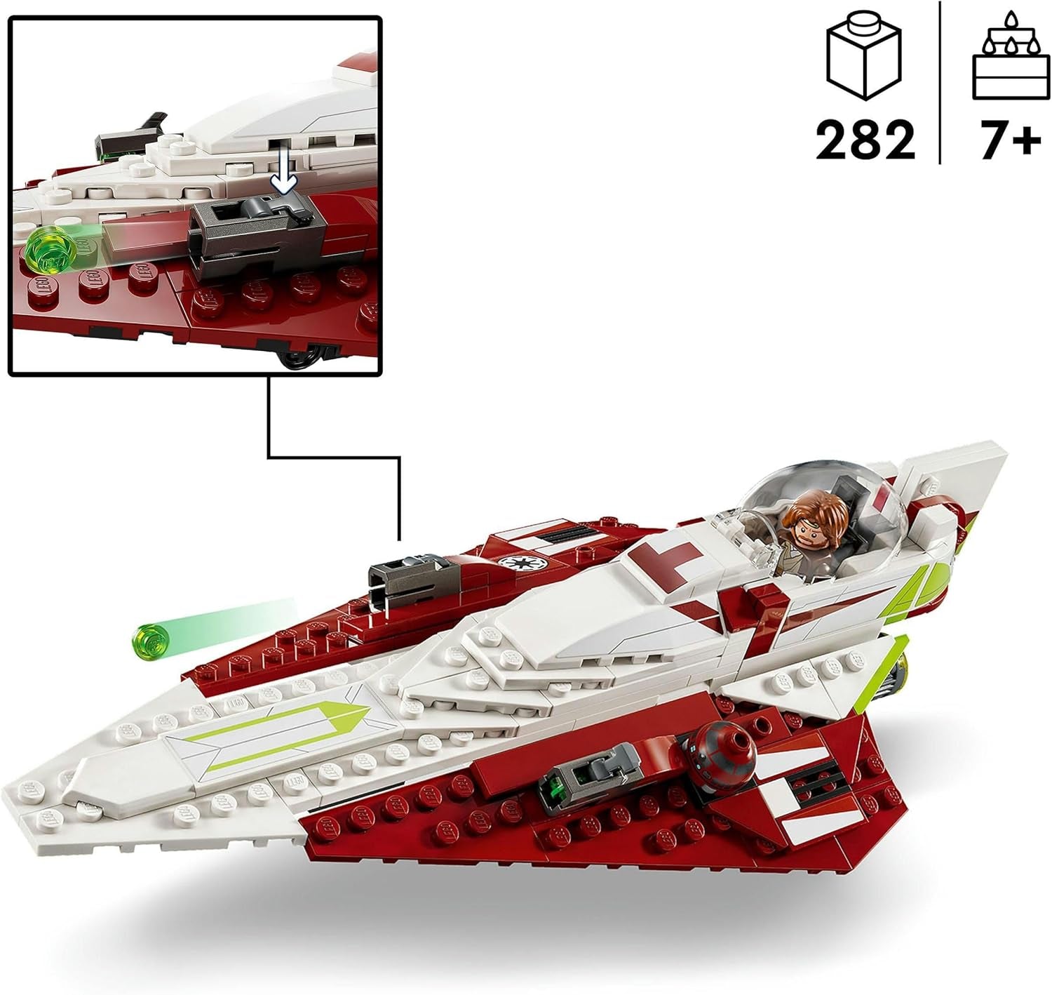 LEGO Star Wars Jedi Starfighter Obi-Wan Kenobi, byggbar leksak med Taun We, Droidfigur och ljussabel, Attack of the Clones Set 75333 Byggset Besuche den LEGO-Store