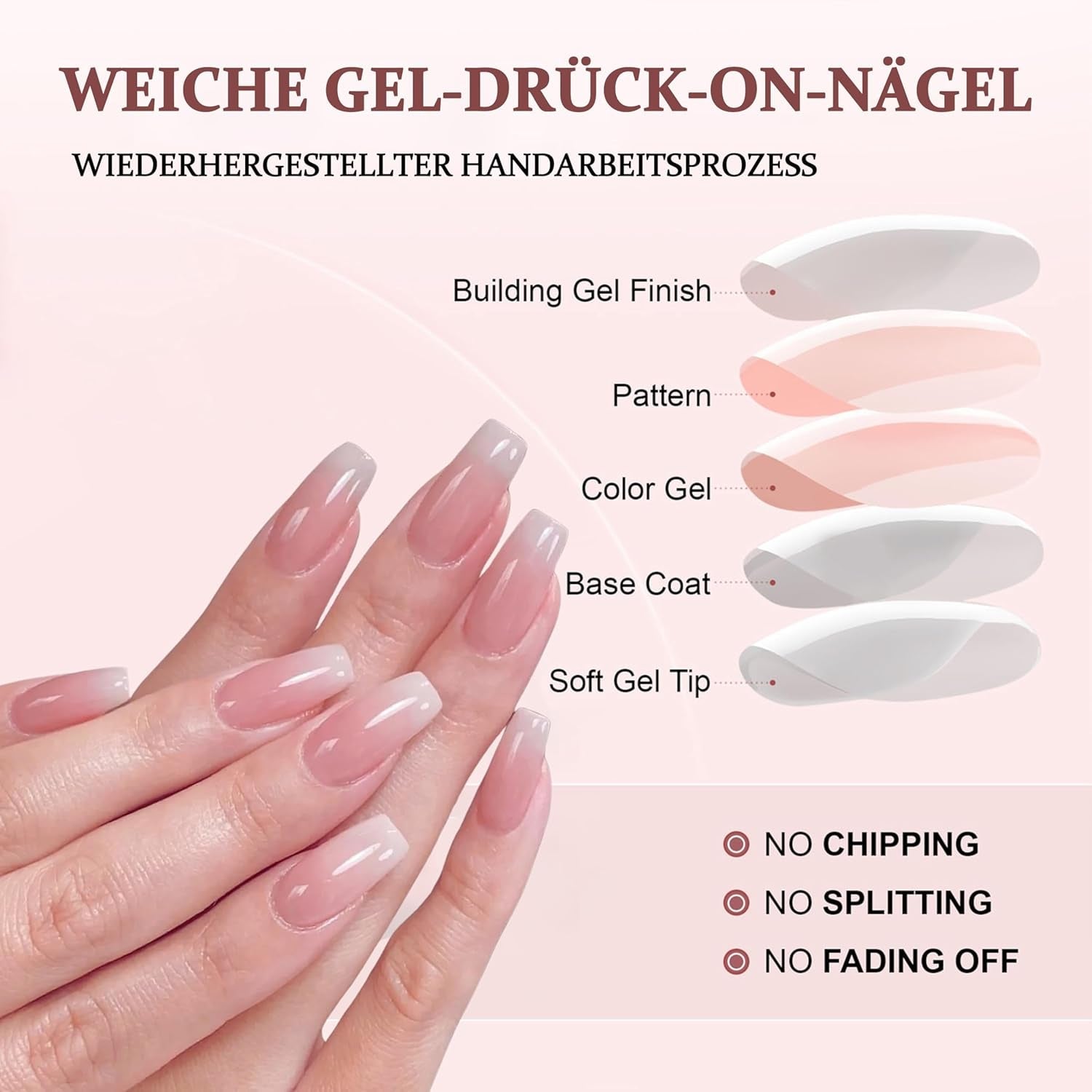Ballerina lösnaglar set - 240 stycken Delikat lila rosa lösnaglar, heltäckande lim på lösnaglar, lösnagel tips set för manikyr och nagelkonst för kvinnor och flickor (lavendelrosa)