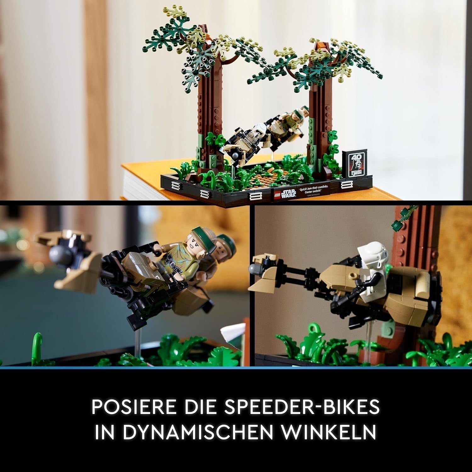 LEGO 75353 Star Wars Pursuit on Endor - Diorama Set, Return of the Jedi med Luke Skywalker, Princess Leia & Scout Trooper and Speeder Bikes, 40-årsjubileum Byggset Besuche den LEGO-Store