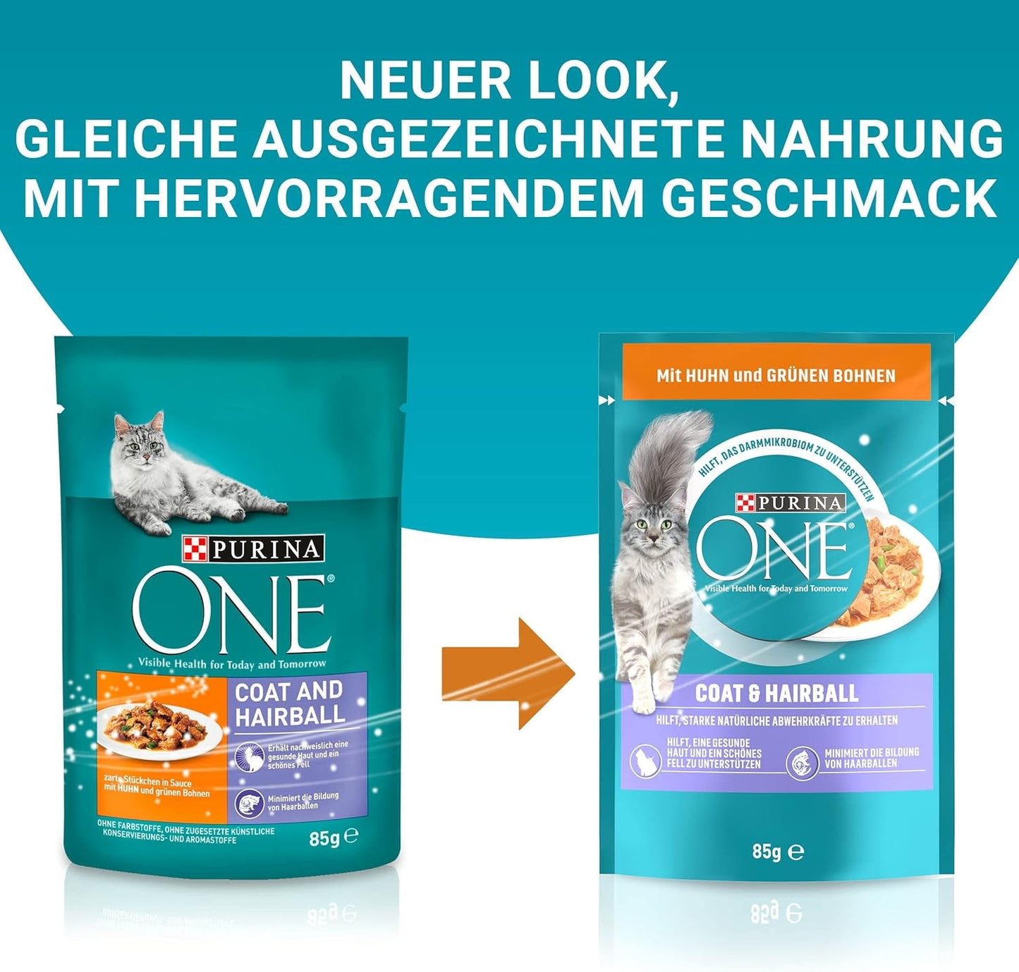 PURINA ONE Coat and Hairball Våt kattmat i sås med kyckling, förpackning om 26 (26 x 85 g)