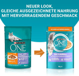 PURINA ONE Coat and Hairball Våt kattmat i sås med kyckling, förpackning om 26 (26 x 85 g)