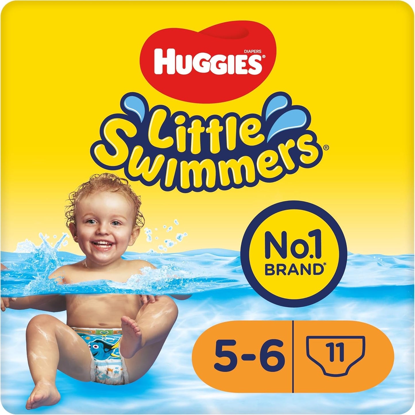 Huggies Little Swimmers engångsbadblöjor för spädbarn och småbarn, storlek 5-6 (12-18 kg), 11 simblöjor, unisex