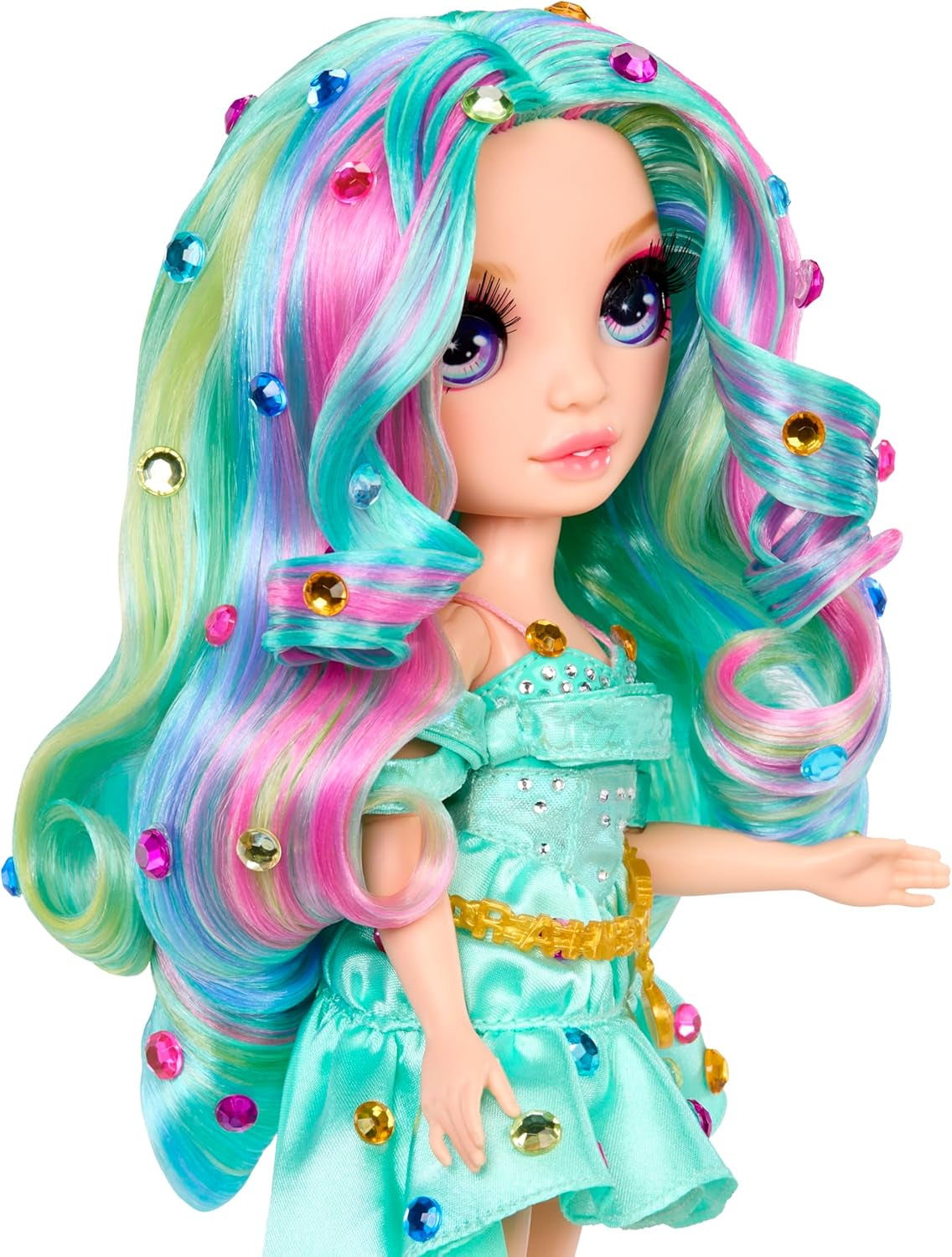 Rainbow High Be Dazzling Fashion Doll - Celine Turkos - Blågrön, 28 cm, med dekorationsverktyg, gnistrande ädelstenar och stylingtillbehör