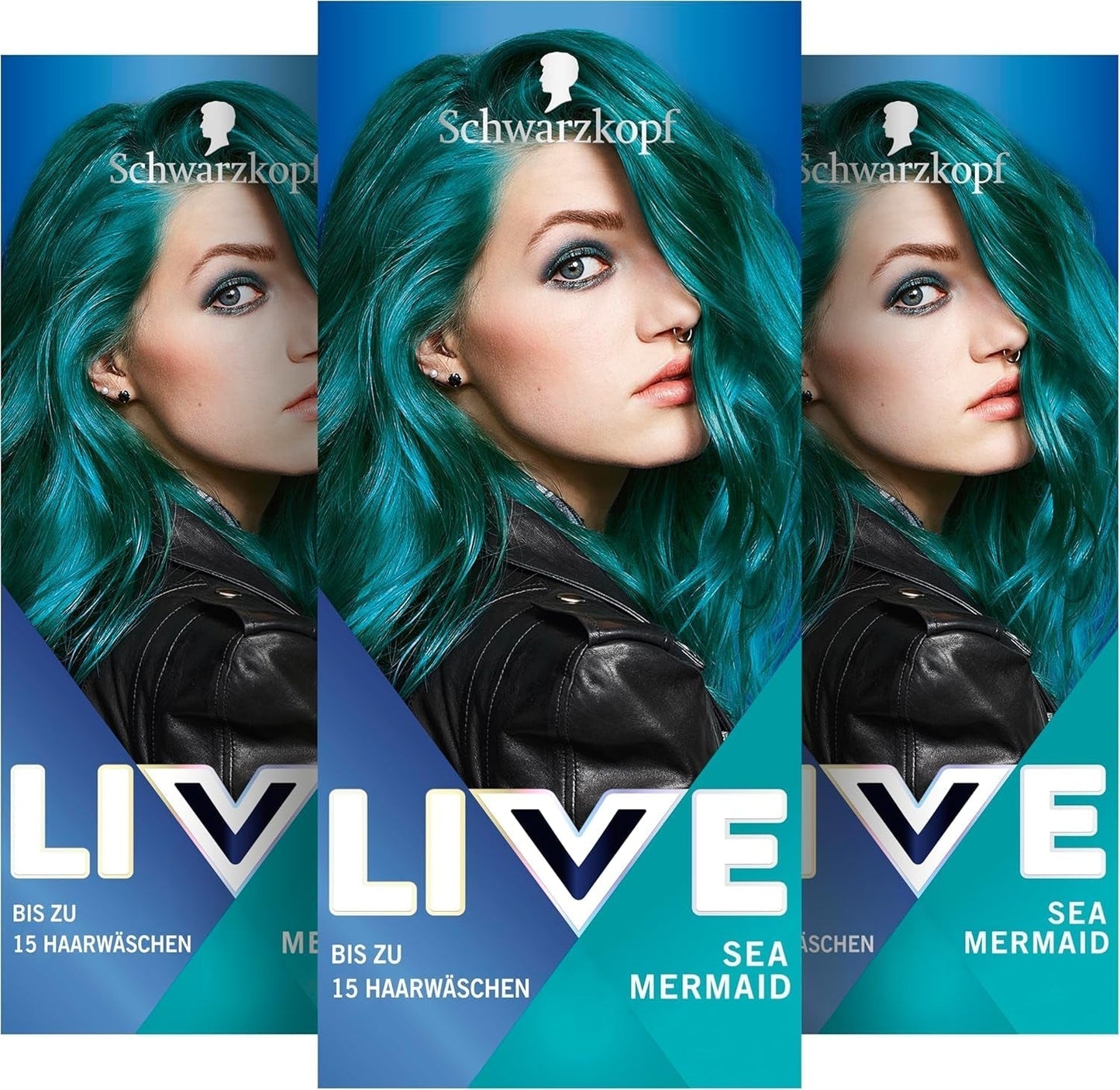 Schwarzkopf LIVE Ultra Brights Semi-Permanent Hårfärg 097 Mermaid (3 x 80 ml), färg för intensiva resultat eller pastellfärger, tål 12-15 tvättar, med vårdbalsam Hårfärg Naty Shop Standardtitel