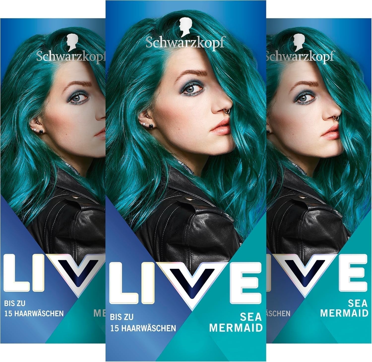 Schwarzkopf LIVE Ultra Brights Semi-Permanent Hårfärg 097 Mermaid (3 x 80 ml), färg för intensiva resultat eller pastellfärger, tål 12-15 tvättar, med vårdbalsam Hårfärg Naty Shop Standardtitel