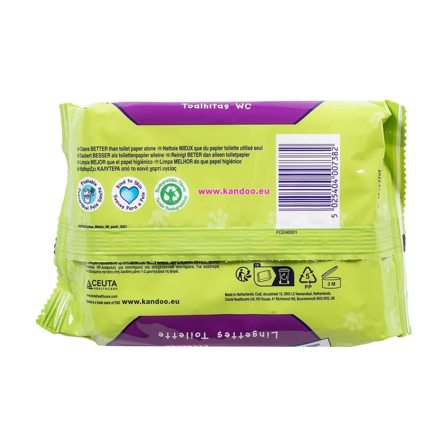Melon Feuchttücher - Spülbar - Aus 95% Wasser - Parfümfrei - Plastikfrei - Dermatologisch Getestet - Feuchtes Toilettenpapier Aus 100% Pflanzlichem Cellulosamaterial - 60 Tücher Naty Shop