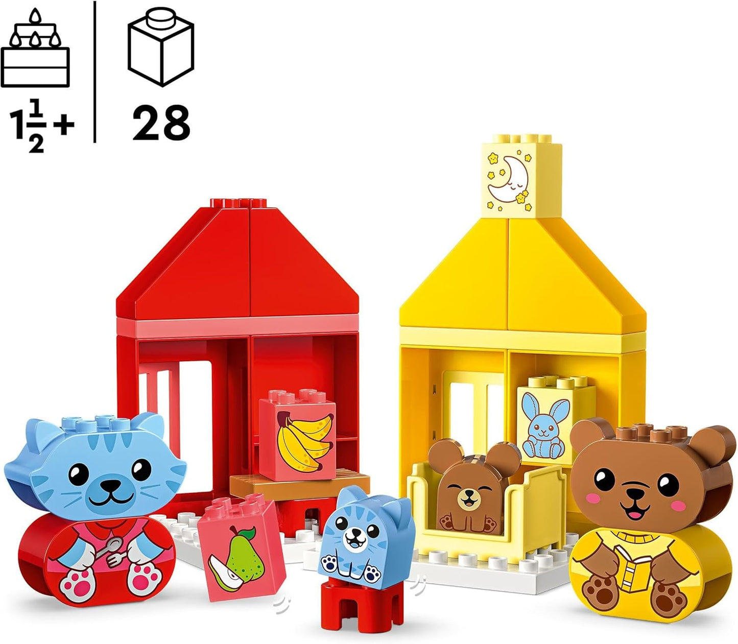 LEGO DUPLO vardagsrutiner: Äta & läggdags, lärande leksak för småbarn för att uppmuntra social och känslomässig utveckling, med 4 djurfigurer, present till barn från 18 månader 10414 Byggset Besuche den LEGO-Store