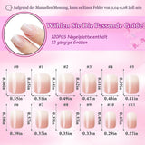 120 st Nakenrosa falska naglar med nagellim - 12 storlekar Kort oval fyrkantig press på naglar - Vackra naglar, limma på konstgjorda naglar - Lämplig för kvinnors DIY-nageldesign (Squaval Pink Gradient)