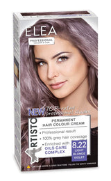 Color & Care permanent hårfärg 120ml, professionellt resultat, täcker grått hår, berikad med oljevårdskomplex-Långvarig hårfärg (10.1 Super ljus askblond) Hårfärgning Naty Shop 8.22 Ljuslila blond