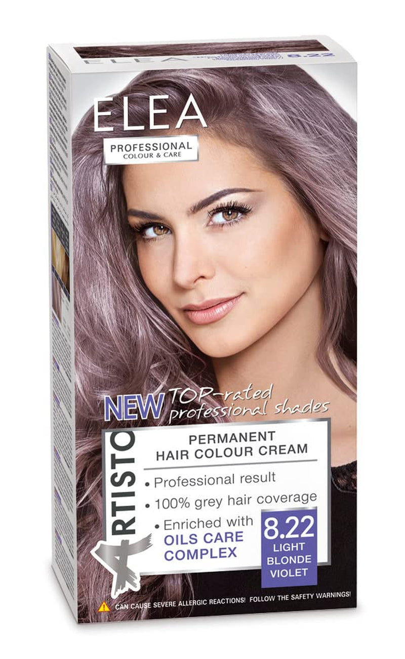 Color & Care permanent hårfärg 120ml, professionellt resultat, täcker grått hår, berikad med oljevårdskomplex-Långvarig hårfärg (10.1 Super ljus askblond) Hårfärgning Naty Shop 8.22 Ljuslila blond