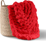 Chunky stickad filt, kast, 100% handstickad med jumbo chenillegarn (127 X 152,4 Cm, lila grå) Adyrescia Red 50 "X60" sängar och filtar