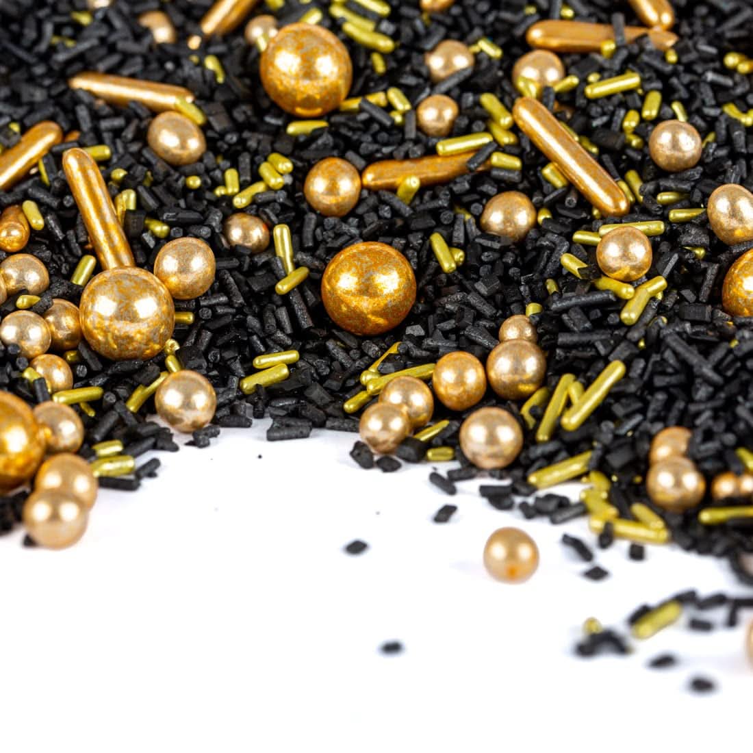 Super Streusel, Gold Rush Guld Svart Sprinkle Dekoration Naty Shop