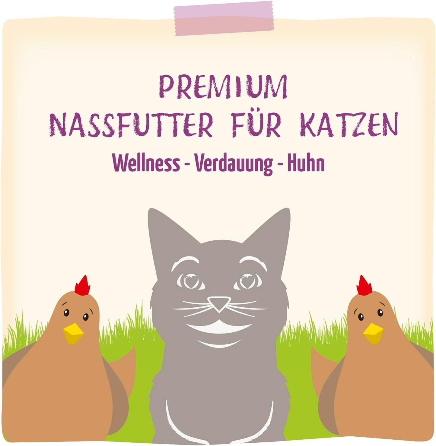 MjAMjAM - Premium våt kattmat - Wellness - Digestive - Kyckling, förpackning om 12 (12 x 125 g), spannmålsfri