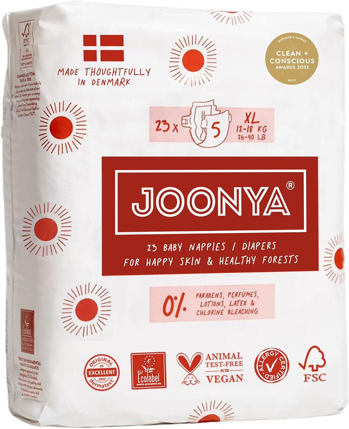 Babyblöjor, storlek 3M (4-8 kg) - 1 påse med 28 - Inga skadliga ämnen, miljövänlig, högabsorberande, lämplig för nattbruk, ultratunn och mjuk - Tillverkad i Danmark