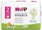 HiPP Babysanft miniblöjor storlek 2 i 2 veckors förpackning (124 blöjor)