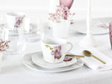 CreaTable, 24024, Square Orchid Series, 18-delat servisset för 6, porslinskaffe, diskmaskin och mikrovågssäker, kvalitetstillverkning