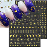 8 ark Guld Måne och stjärnor Nail Art Stickers Angel Wings Tan Guld Nail Stickers Stars Nagelfolier Självhäftande nagelklistermärken Nageldesign Tillbehör Nagelklistermärken