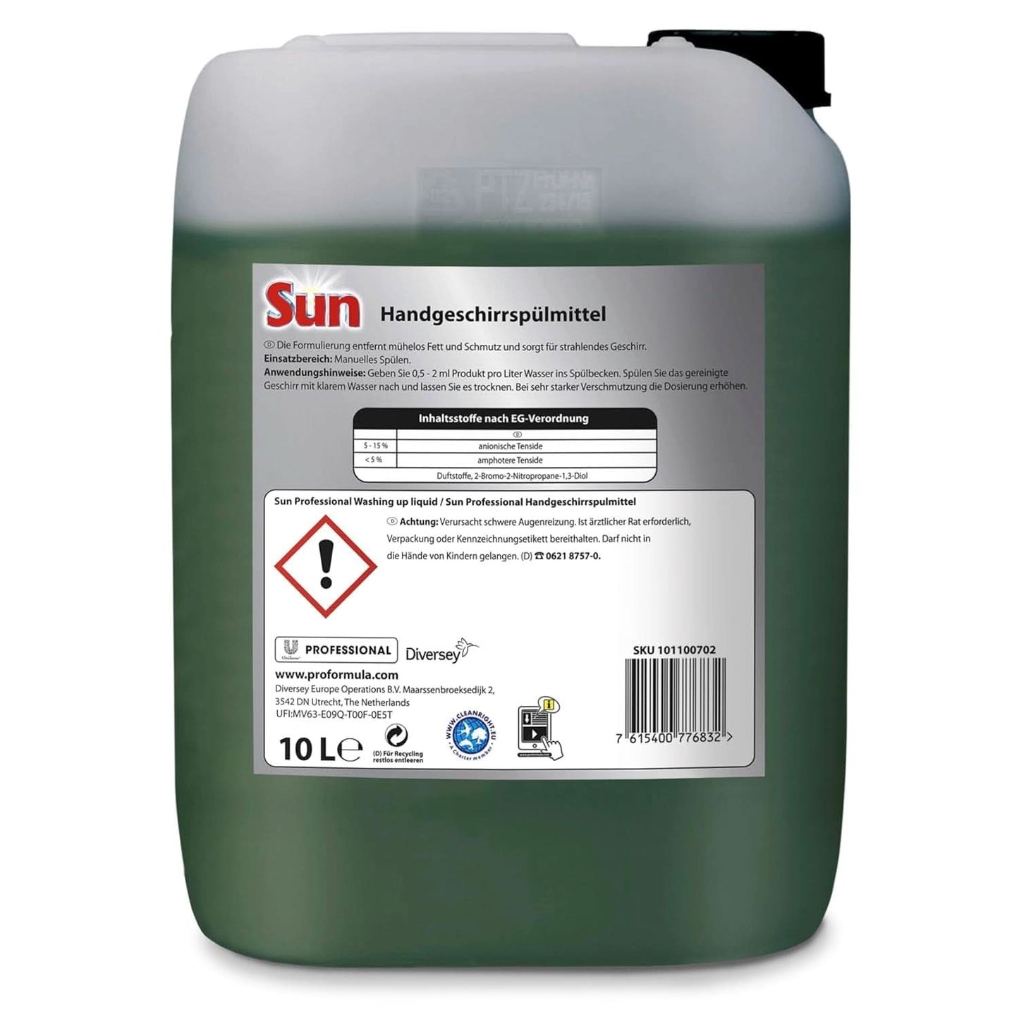 Sun Professional, manuell diskmedel - Mycket effektiv fettborttagning, med en fräsch citrusdoft, 10 liter Köksdiskmedel Naty Shop