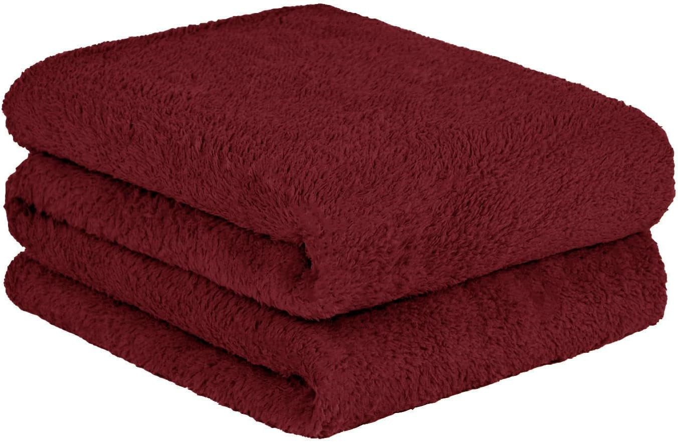 Brentford's Teddy Fleecefilt Stor sängfilt Plysch Supermjuk varm bäddsoffa Överkast Svart - 150 X 200 Cm Sängar och filtar Besuche den Brentfords-Store Vinröd 125 X 150 Cm