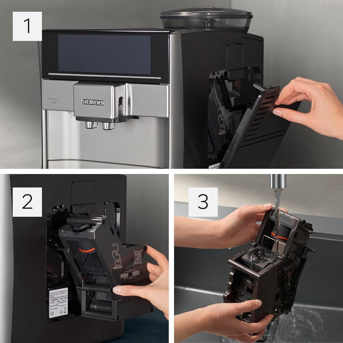 Siemens EQ.6 plus s300 automatisk espressomaskin TE653501DE, för många kaffespecialiteter, mjölkskummare, keramisk kvarn, dubbel kaffefunktion, anti-kalk, automatisk ångrengöring, 1500 W, silver