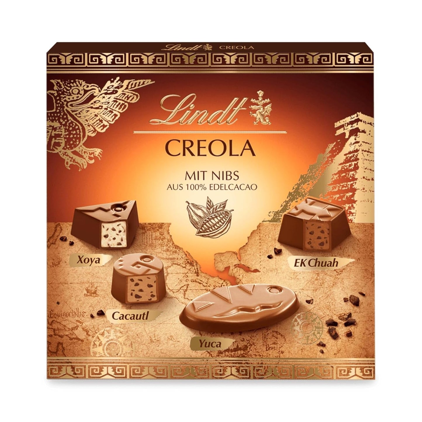Lindt Choklad | Kreolsk Pralinlåda | 165g | 15 praliner i 4 läckra varianter, gjorda av 100 % fin kakao, alkoholfri | Choklad presentset
