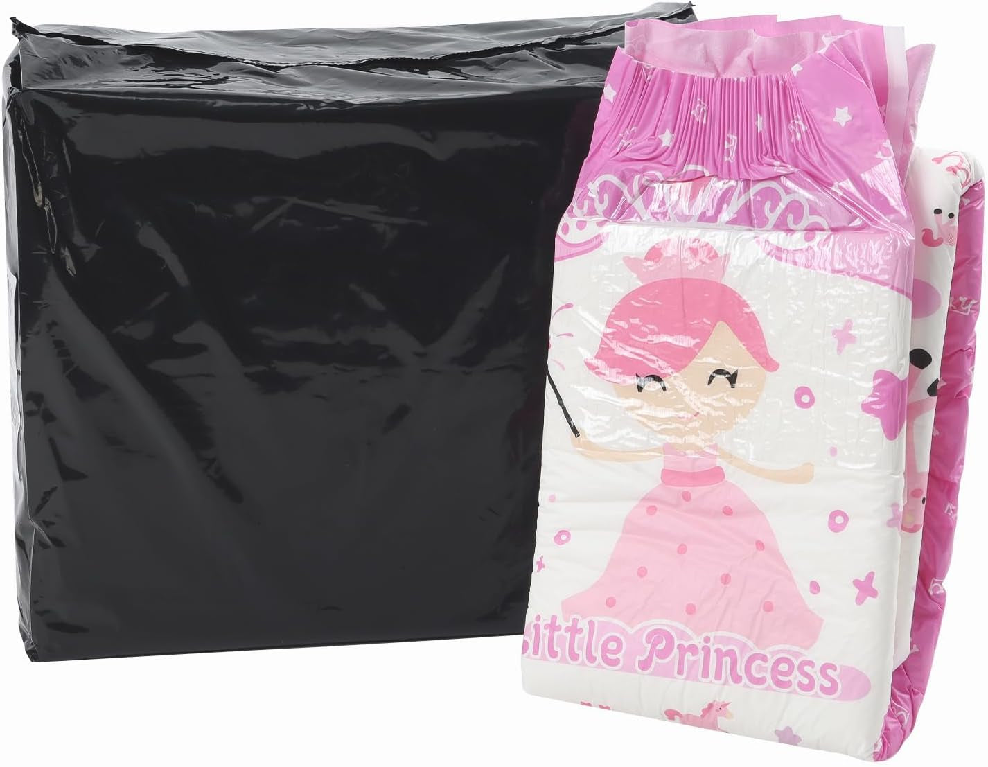 CutiePlusU vuxenblöjor, 10 stycken, inkontinenstrosor för engångsbruk med lakan för kvinnor och män, maximal absorptionsförmåga över natten - Lilla prinsessan (stor storlek 94-119 cm)