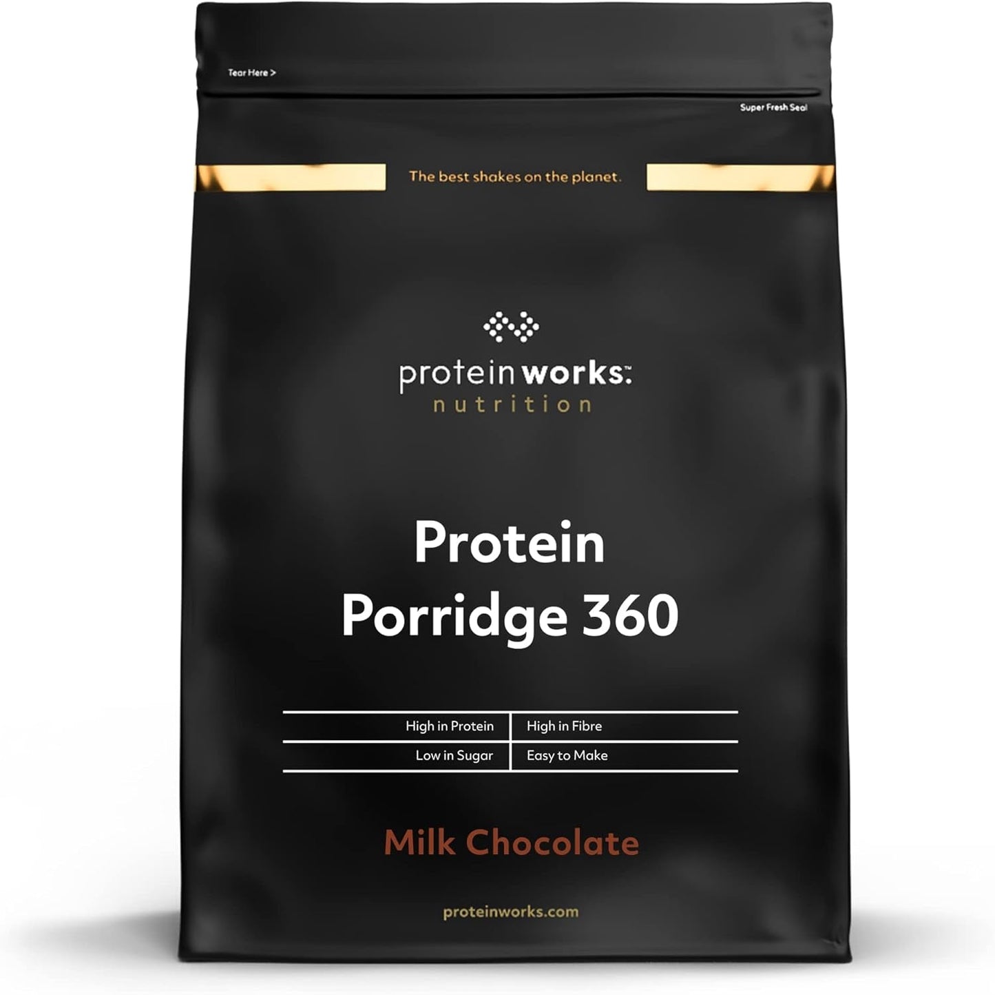 Protein Works - Protein Porridge 360​| Myt Ytterligare vitaminer och mineraler | Proteinreiches Frühstück | Kalorienarme Haferflocken | 6 portioner | Mjölkchoklad 500G Cereal Naty Shop Standardtitel