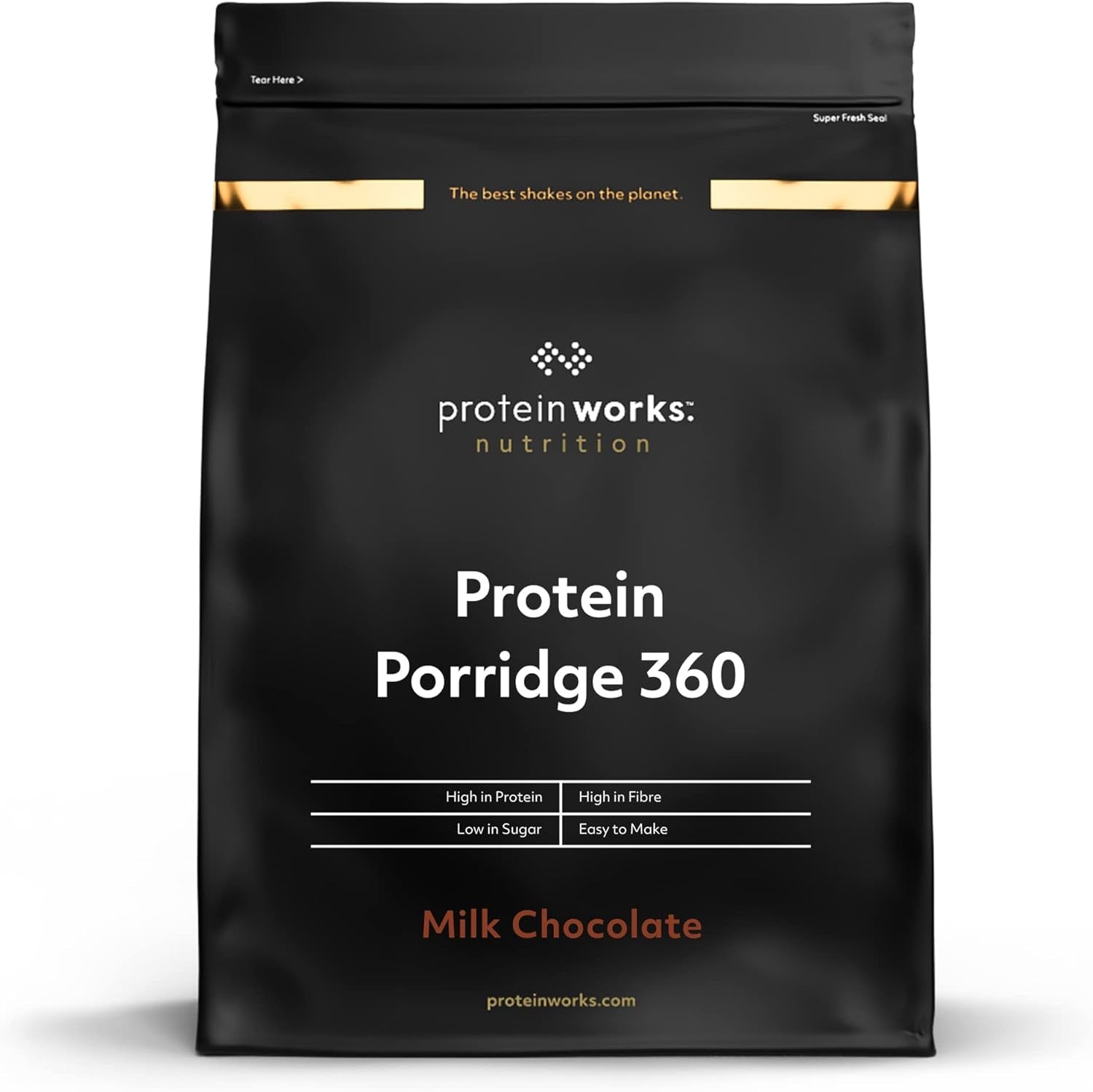 Protein Works - Protein Porridge 360​| Myt Ytterligare vitaminer och mineraler | Proteinreiches Frühstück | Kalorienarme Haferflocken | 6 portioner | Mjölkchoklad 500G Cereal Naty Shop Standardtitel