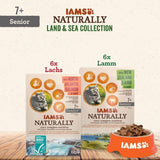 IAMS Naturally Senior Våtfoder i sås - Högkvalitativt kött och fisk våtfoder för äldre katter, Land & Sea Collection, 12 x 85g