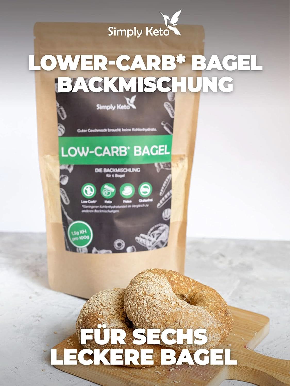 Helt enkelt Keto Lower Carb* Bagel Baking Mix för Lower Carb* och ketogen kost - laktos- och glutenfri - 335 gram Naty Shop Kitchen